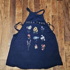 Juniors No Boundaries Navy Floral Tank Top Size Small 3-5 Guc Casual Flowy Basic